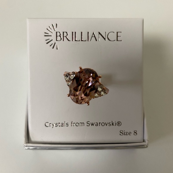 Brilliance Ring Crystals from Swarovski Pink Color Stone Rose Gold Band Size 8 - Picture 1 of 5